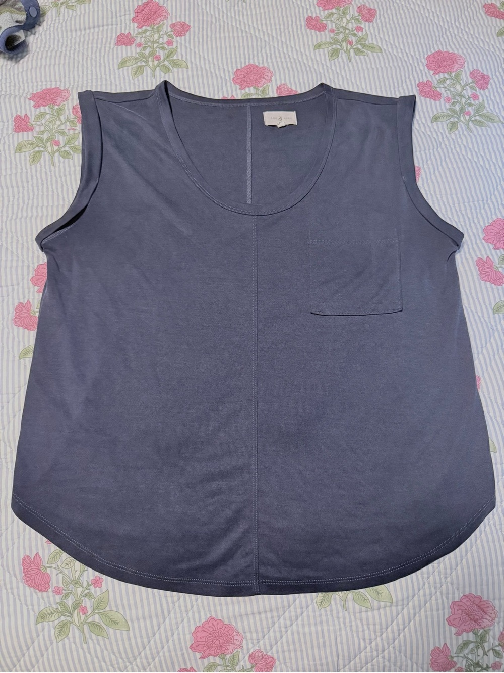 Lou & Grey Slate Blue Sleeveless Pocket Tank